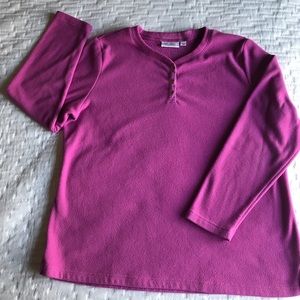Denim & Co long sleeve mulberry fleece henley with snaps size L